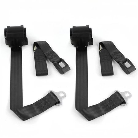 GEARED2GOLF Standard 2 Point Black Retractable Bucket Seat Belt Kit with 2 Belts for 1982-1992 Camaro GE1350117